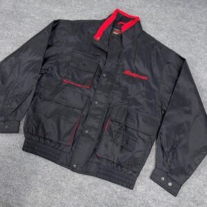 Vintage Snap-On Tools Jacket Mens Medium Black Logo Nylon Technician Windbreaker